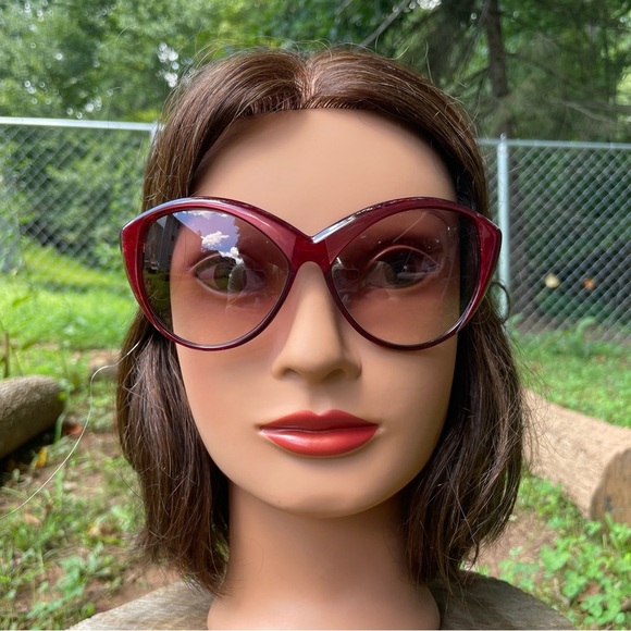 YSL Yves Saint Laurent 8702 red cat eye sunglasses - Picture 2 of 14